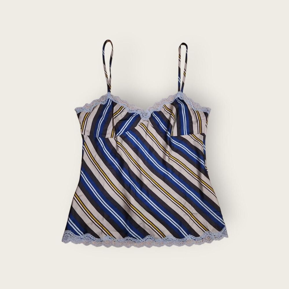 Vintage Y2k early 2000s Express blue striped camisole tank top